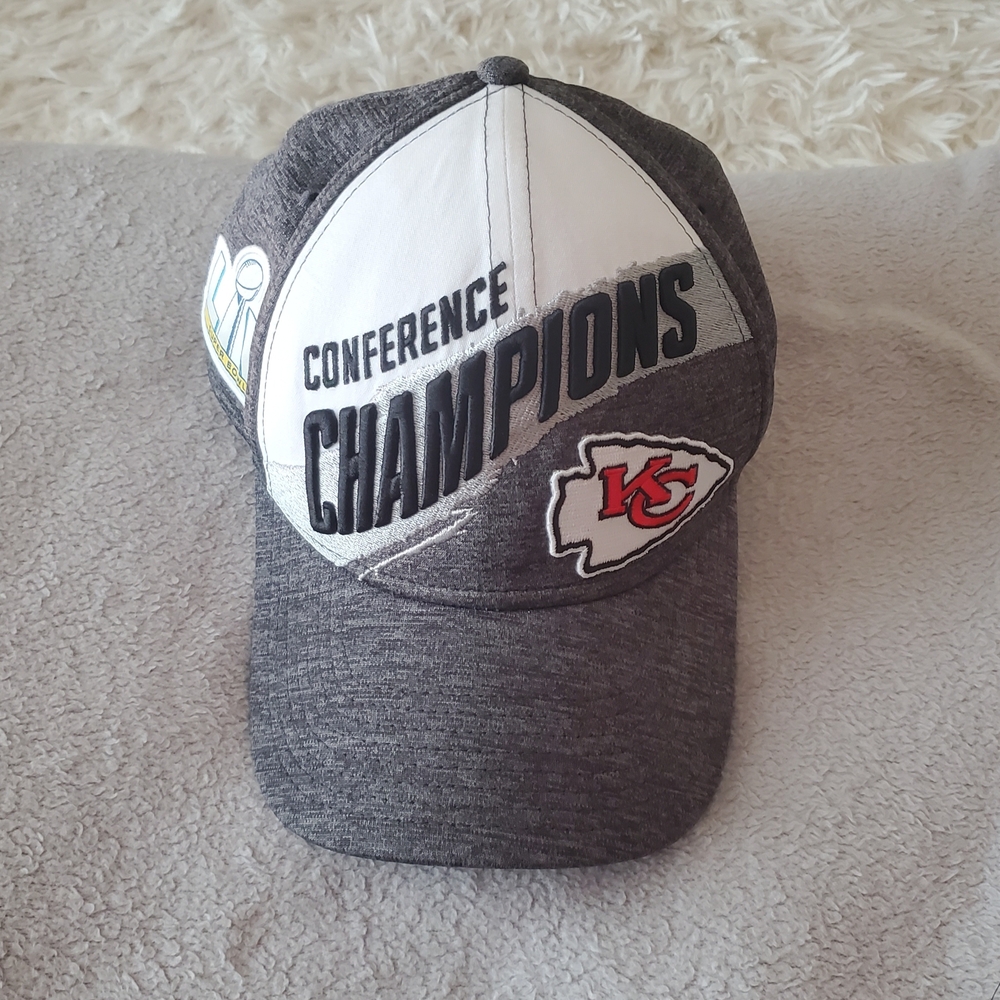 New Era Gray and White Conference Champions Hat Kansas City Chiefs NFL Ball Cap